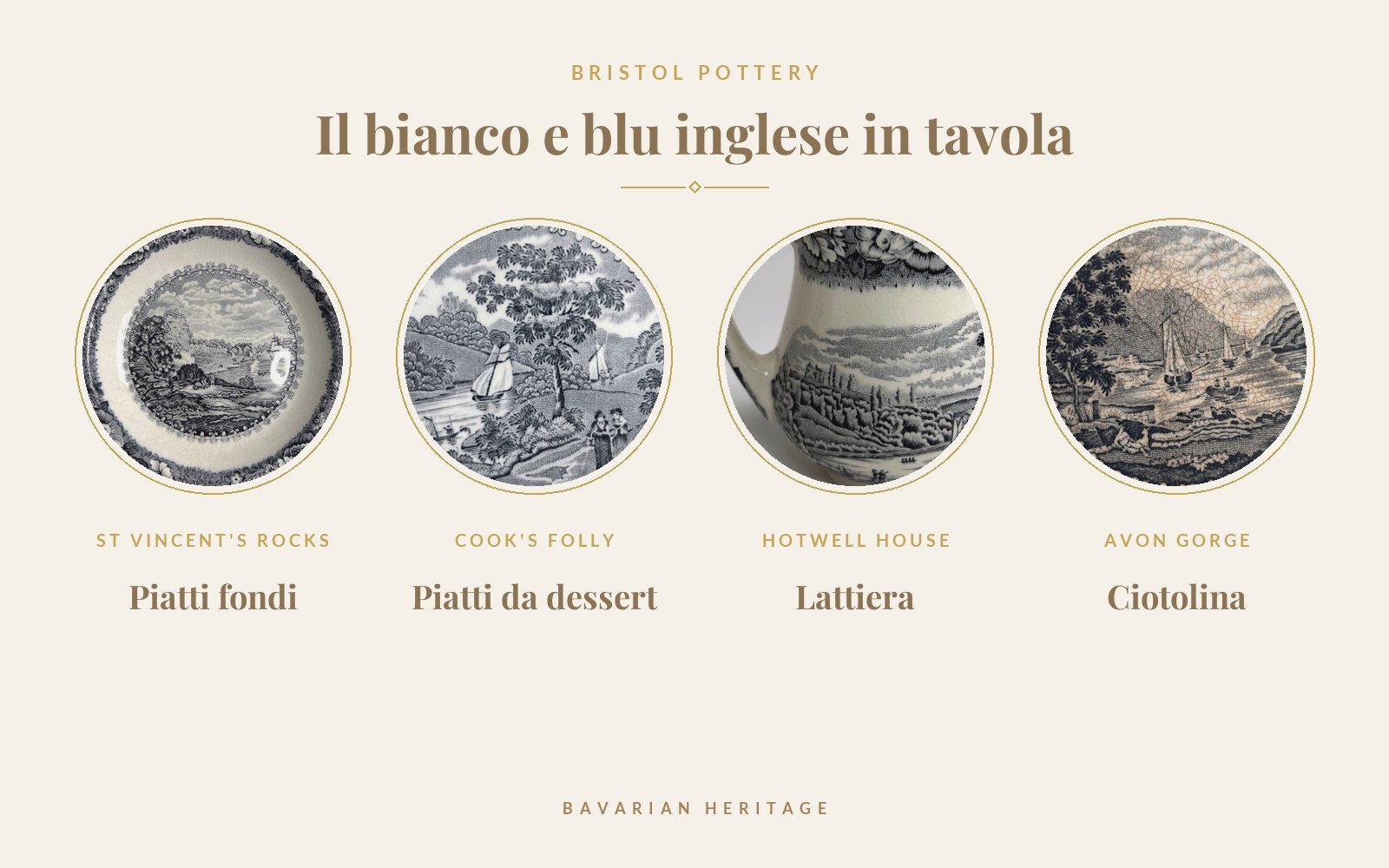 Bristol Pottery: il bianco e blu inglese in tavola