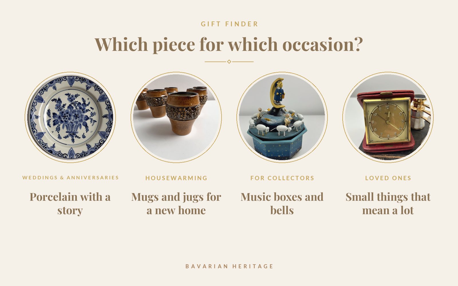 Gift finder: porcelain for weddings and anniversaries, mugs and jugs for a new home, music boxes and bells for collectors, small things for loved ones