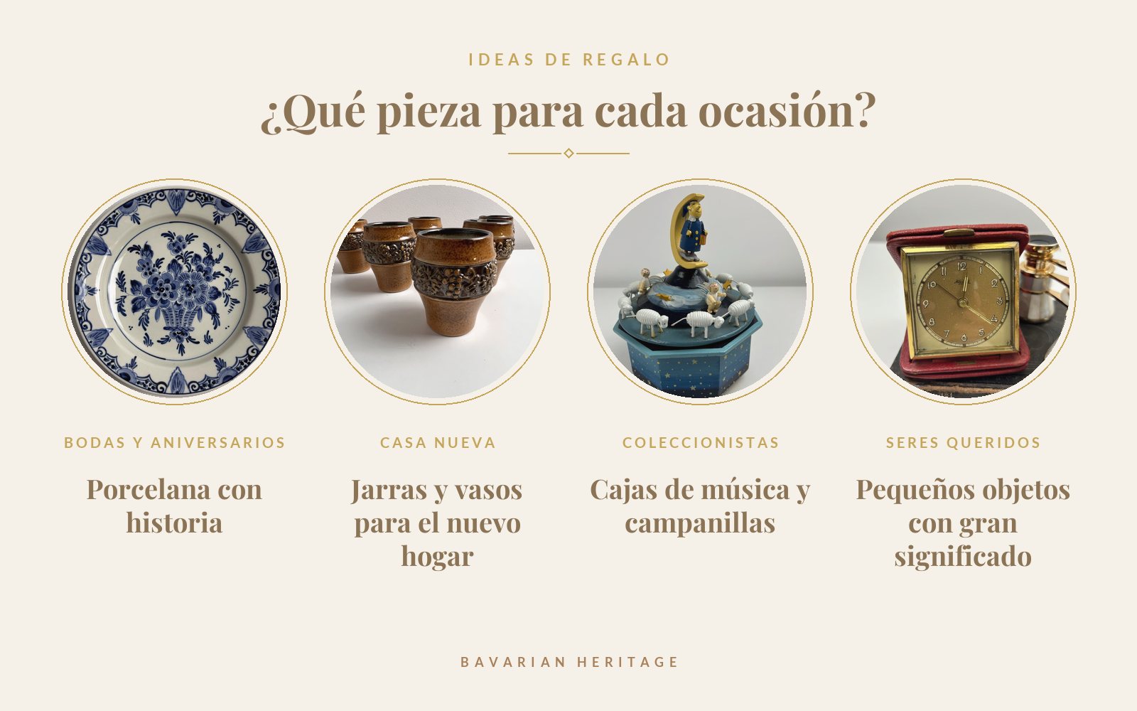 Ideas de regalo: porcelana para bodas y aniversarios, jarras y vasos para una casa nueva, cajas de música y campanillas para coleccionistas, pequeños objetos para seres queridos
